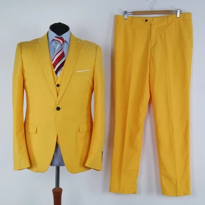 Traje de 3 piezas amarillo para hombre 42R pantalones talla EE. UU. W36 L32 1915 chaqueta chaleco Foto 1 de 4