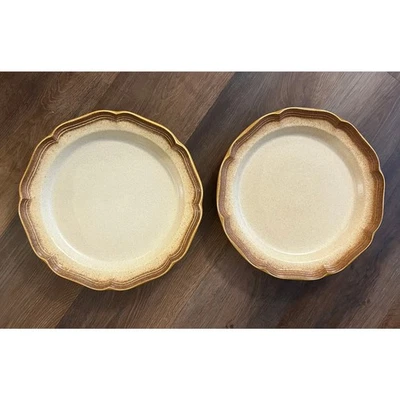 2 platos redondos para servir Mikasa vintage de trigo integral E8000 de 12,5" de diámetro Foto 1 de 4