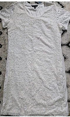 VESTIDO para mujer SHARAGANO de encaje blanco marfil talla 10 forrado Foto 1 de 4