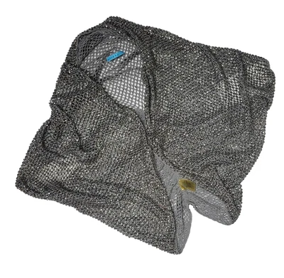 Alice + Olivia Malla Crotchet Brillante Chaqueta Chaleco Lentejuelas Cuentas Cuentas Gris Plata Foto 1 de 4