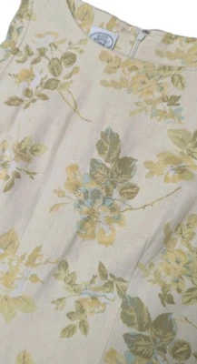 Laura Ashley Linen Blend Floral Knee Length Sheath Dress Women's 12 - Image 1 of 4