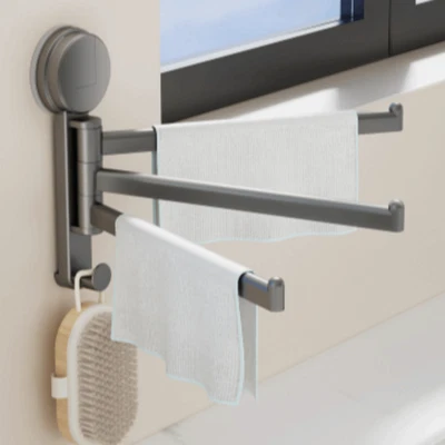 No Need To Drill Suction Cup Rotating Towel Rack Kitchen Storage Rack  Toilet - Image 1 of 4