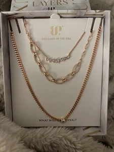 "Call It As I See It" 2025 Luxe Layer Sommer Halskette Stapel Rosegold - Bild 1 von 3