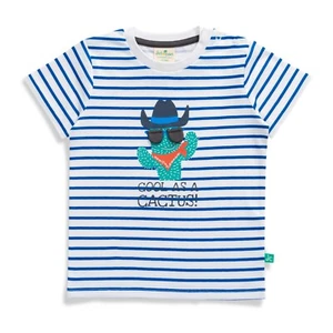 Adorable Spooky 3D Baby Toddler Boys blue Striped T-Shirt for Halloween Fun - Picture 1 of 4