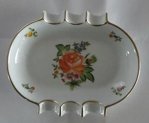 HEREND China PETIT BOUQUET DE ROSE Flower Deco Vintage Porcelain Office ASHTRAY - Picture 1 of 4