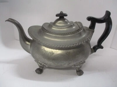 James Dixon & Sons оловянный и деревянный чайник винтажный с МОНОГРАММОЙ - Изображение 1 из 4