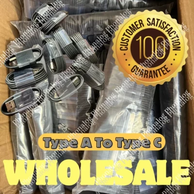 Lote de 100 unidades a granel tipo C cable cargador USB C cable de carga rápida para Samsung Android Foto 1 de 4