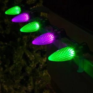 50 C9 OptiCore LED Halloween String Lights Purple Orange Green, Black Wire 50ft - Picture 1 of 44
