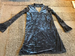 Bloomingdale’s AQUA Minikleid Grau Crushed Velvet Gr. M. Langarm - Bild 1 von 7