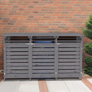 Pressure Treated Garden Dustbin Storage Cabinet Double/Triple Wheelie Bin Store - Picture 1 of 30