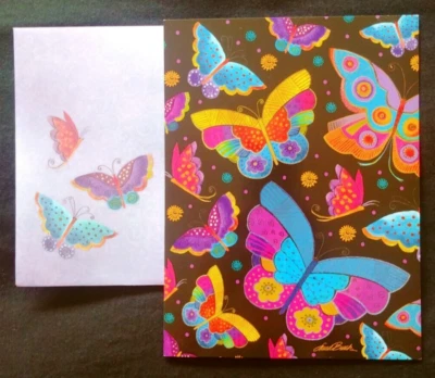 "Laurel Burch, Colorful Butterflies", (1) Leanin Tree Blank Card, (1) Envelope - Image 1 of 4