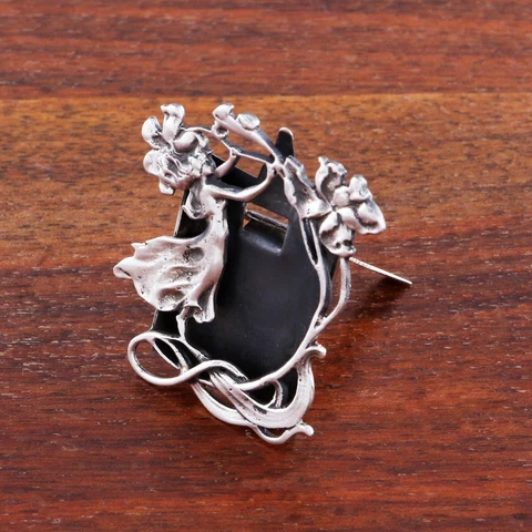 ART NOUVEAU STERLING SILVER MINIATURE PICTURE FRAME FOR 1" PHOTO WOMAN,FLORALS Cover