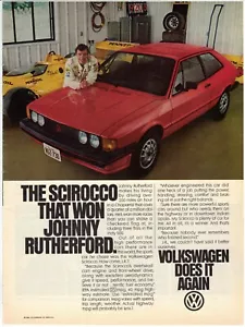 Vintage print ad 1980 Volkswagen VW Red Scirocco Johnny Rutherford - Picture 1 of 1