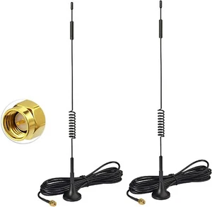 WiFi AERIAL DUAL BAND 2.4GHz 5.0GHz 9dBi MAGNETIC BASE SMA MIMO Antenna 2-Pack - Picture 1 of 4
