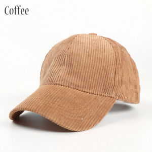 Men Women Solid Color Corduroy Casual Baseball Cap Adjustable Strapback Hat 