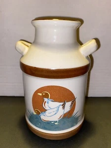 Vtg Country Milk Jug Vase Ceramic Duck Theme 6 1/2 Inches Tall. - Picture 1 of 4