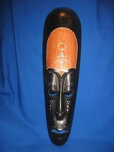 Handgefertigte Lombok zweifarbige Holzmaske mit Perlmutt-Inlay ~ NEU ~ 19" x 5" - Bild 1 von 4