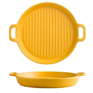 8 Inch Round Oven Dish Round Ceramic Microwave Dinner Plates Pizza Set Of 3 NEW - Picture 1 of 14
