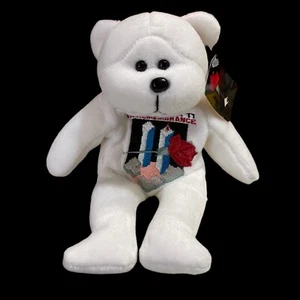 911 Memorial bear embroidery of twin towers 7.5 inch bean bear Vintage - Picture 1 of 6