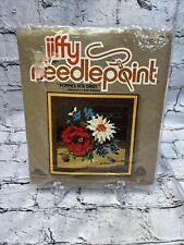 Jiffy Needlpoint 5210  Poppies And Daisy 6 1/2" x 6 1/2" Vinage 1981 Rienstra