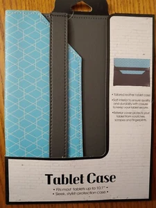 New Tablet Case Sleeve Fits most 10.1" Tablets - Aqua White Hexagonal - Picture 1 of 1