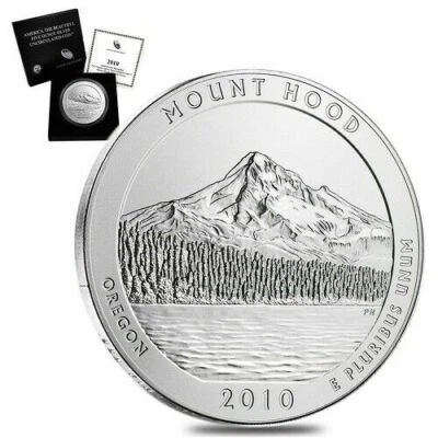 2010 Mount Hood 5oz ATB Burnished. As Minted With OGP. B/C. - Image 1 of 4