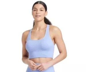 JoyLab Women’s XL Sport Bra Periwinkle Blue Racerback Seamless Ribbed Knit New - Picture 1 of 2
