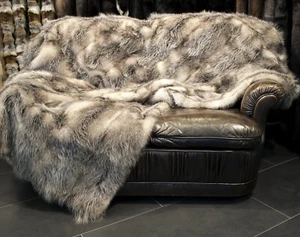 1067 Coperta in pelliccia Opossum nordamericana copertura in vera pelliccia lancio in pelle - Foto 1 di 10