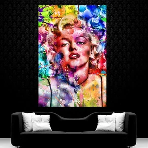 LEINWAND BILD ER XXL MARILYN MONROE POP ART GESICHT BUNT ABSTRAKT WAND POSTER - Bild 1 von 5