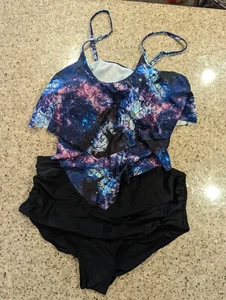 Tankini Swimsuits Ruffled Tank Top Tummy Control Floral Modest Swimwear XL - Picture 1 of 8