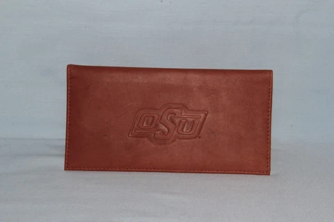 OKLAHOMA STATE COWBOYS    Leather Checkbook    NEW     brown Cover