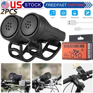 2PACK Bike Electronic Loud Bell Horn Bicycle Handlebar Ring Bell Cycling Warning - Picture 1 of 10