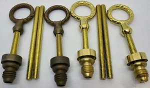 Set Montaggio Specchio Cavallo Corona di Alloro Ottone Fuso Vintage Antica Arte Rustica - Foto 1 di 12