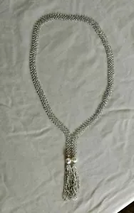 Collana vintage in argento con perline semi doppia nappa stile flapper - Foto 1 di 3