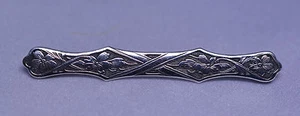 ANTIQUE STERLING SILVER ART NOUVEAU BAR PIN W/ FLOWERS & TRELLIS DESIGN - Picture 1 of 4