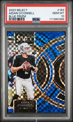 2023 Panini Select #163 Aidan O'Connell Blue Prizm PSA 10 - Image 1 of 2