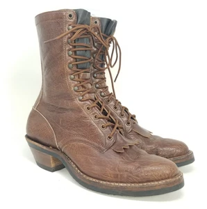 White's Brown Leather Logger Packer Lace Up Work Boots Men's 10 Made in USA B103 - Picture 1 of 24