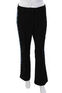 Veronica Beard Women's Flat Front Lace Trim Straight Leg Pants Black Size 4 - Picture 1 of 6