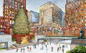 Wooden Jigsaw Puzzles For Adults - Ice Skaters at Rockefeller Center (249 Pcs) - Picture 1 of 6