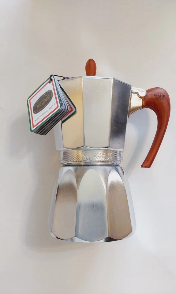G.A.T. Cafetera espresso Moka Pot de 6 tazas hecha en Italia grano de madera sintética  Foto 1 de 1