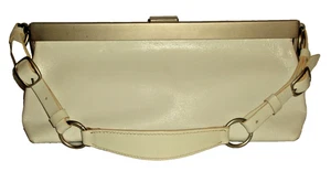 Almas Argentina White Full Grain Bovine Leather Top Latch Handbag - Picture 1 of 7