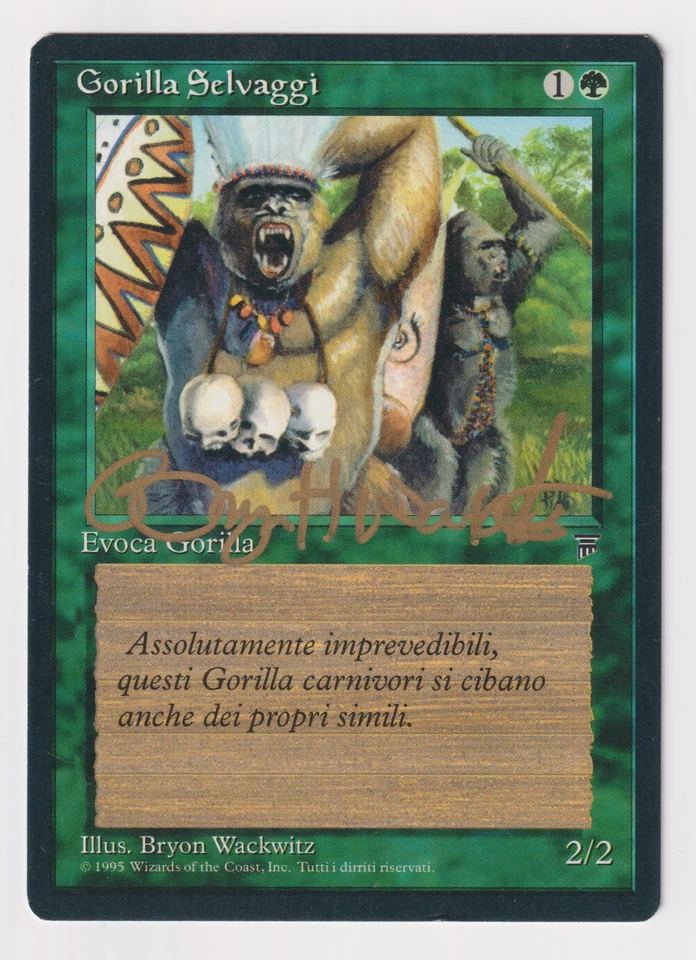 Gold Signed Italian Barbary Apes HP Legends Artist Bryon Wackwitz 1995 MTG Magic - Image 1 of 2
