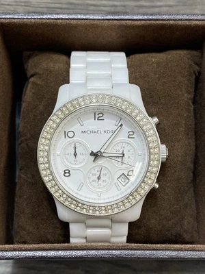 Michael Kors MK5188 Womens Quartz Watch, Chronograph Display Ceramic Strap 40mm - Image 1 of 4