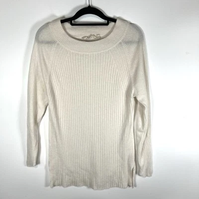 Suéter túnica de cachemir marfil Soft Surroundings para mujer talla grande tejido acanalado Foto 1 de 4