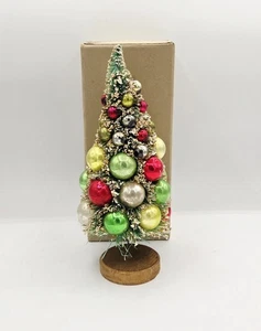 Vintage Napco Japan Flaschenbürste Baum Quecksilber Glaskugeln 8,5" Original Etikett & Box - Bild 1 von 10