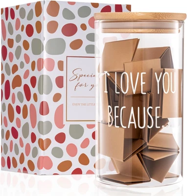 Love Notes Memory Jar, I Love You Because Decorative Jar, 100 Little Love Note C
