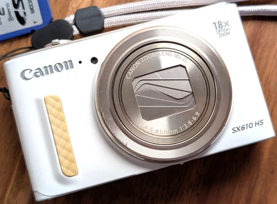 N MINT Canon Powershot SX610 HS Compact Digital Camera 18X 20.2MP White Japan - Image 1 of 4