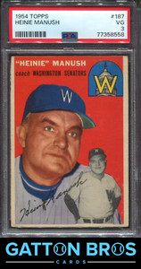 1954 Topps Heinie Manush #187 PSA 3 VG