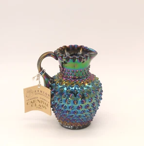 Jarra Hobnail Fenton Art Glass 6" azul carnaval - Imagen 1 de 6