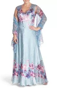 Nuevo con etiquetas Vestido Encantador Corsé Espalda Floral Komarov con Chal PM - Imagen 1 de 4